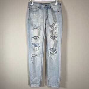 American Eagle Tom Girl Denim Jeans Women's 00 Hydrangea Blue Distressed NWT